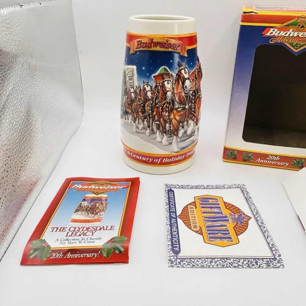 Budweiser 1999 Holiday Stein Ceramic Mug New In Box. With Paperwork. Very Nice!